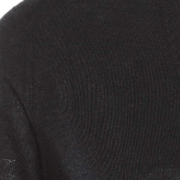 Pre Owned Gucci Black Cashmere Silk Knit V Neck Sweater S