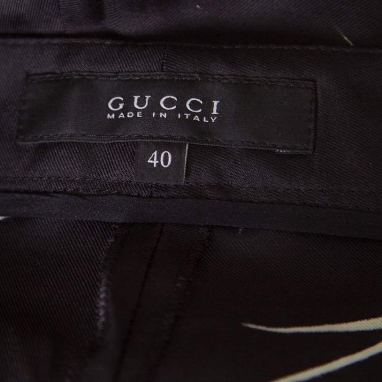 Pre Owned Gucci Black Floral Printed Silk Tapered Pants S