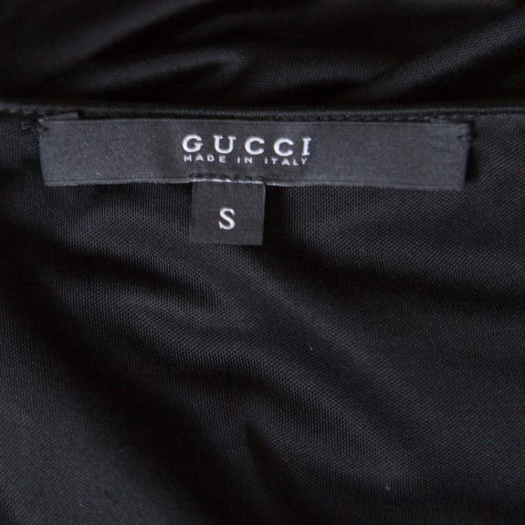 Pre Owned Gucci Black Draped Jersey Bamboo Buckle Detail Sleeveless Top S