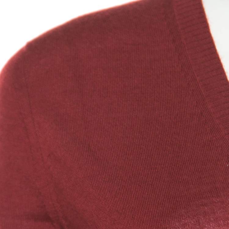 Pre Owned Gucci Red Cashmere V-Neck Sweater S