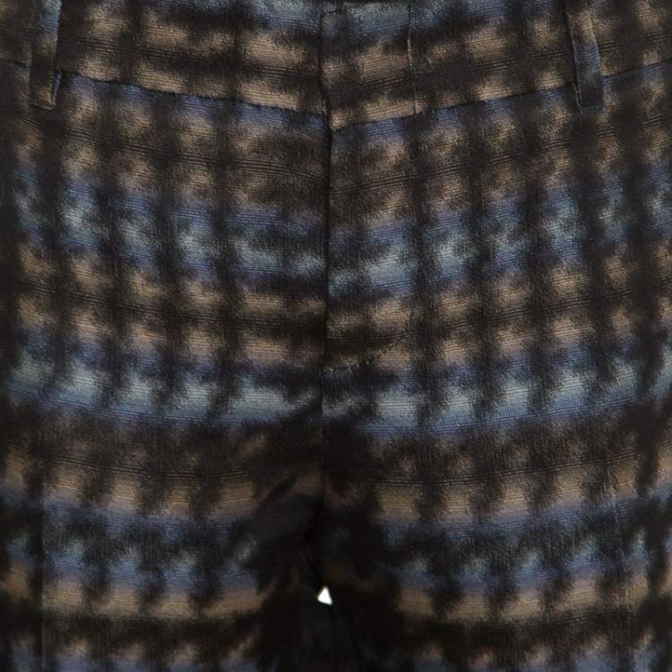 Pre Owned Gucci Metallic Houndstooth Pattern Silk Jacquard Skinny Trousers S