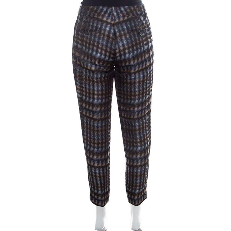 Pre Owned Gucci Metallic Houndstooth Pattern Silk Jacquard Skinny Trousers S