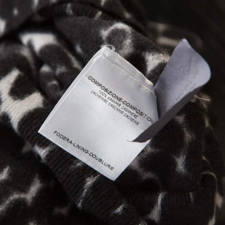 Pre Owned Gucci Black and White Cashmere Printed Cropped Cardigan XS