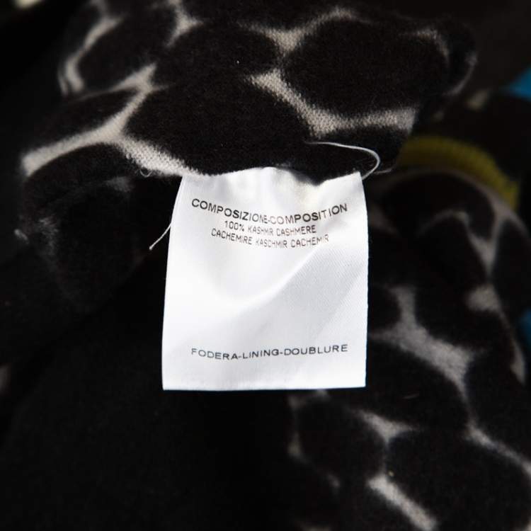 Pre Owned Gucci Black and White Printed Cashmere Top XS