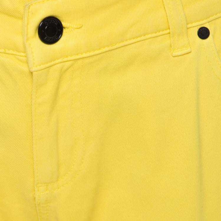 Pre Owned Gucci Yellow Denim Cropped Jeans M
