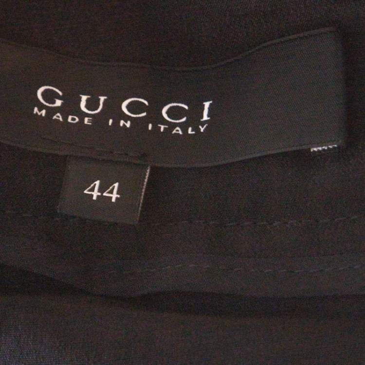 Pre Owned Gucci Black Silk Gold hem Detail Pleated Skirt M