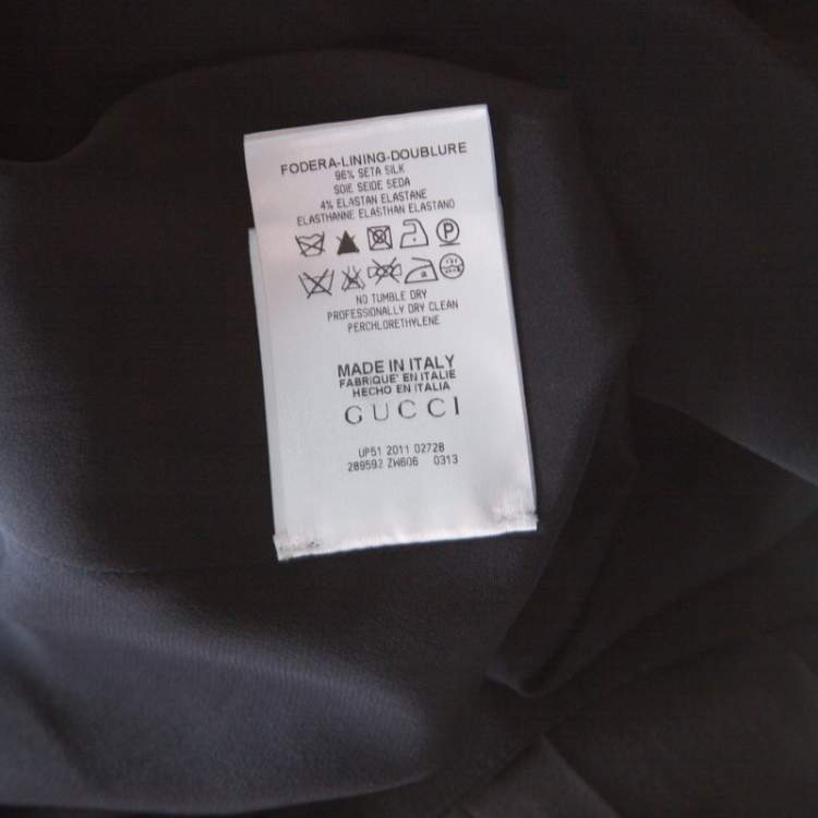 Pre Owned Gucci Black Silk Gold hem Detail Pleated Skirt M