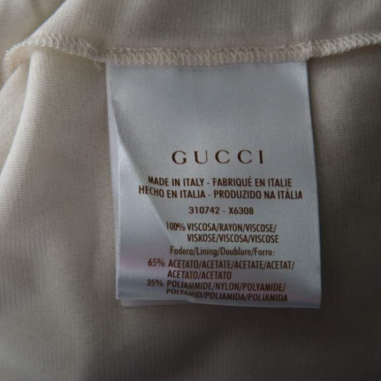 Pre Owned Gucci Pastel Green Stretch Crepe Beaded Waist Long Sleeve Dress L 