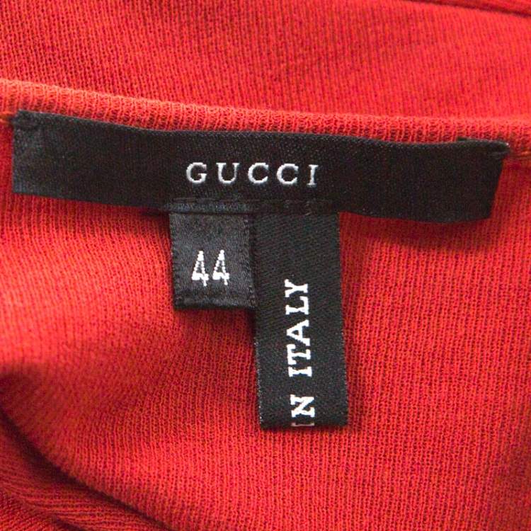 مملوكة مسبقًا Gucci Rust Red Knit Long Sleeve Top M 