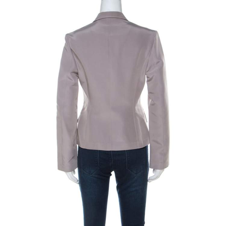 Pre Owned Gucci Grey Silk Blend Button Front Tailored Blazer M