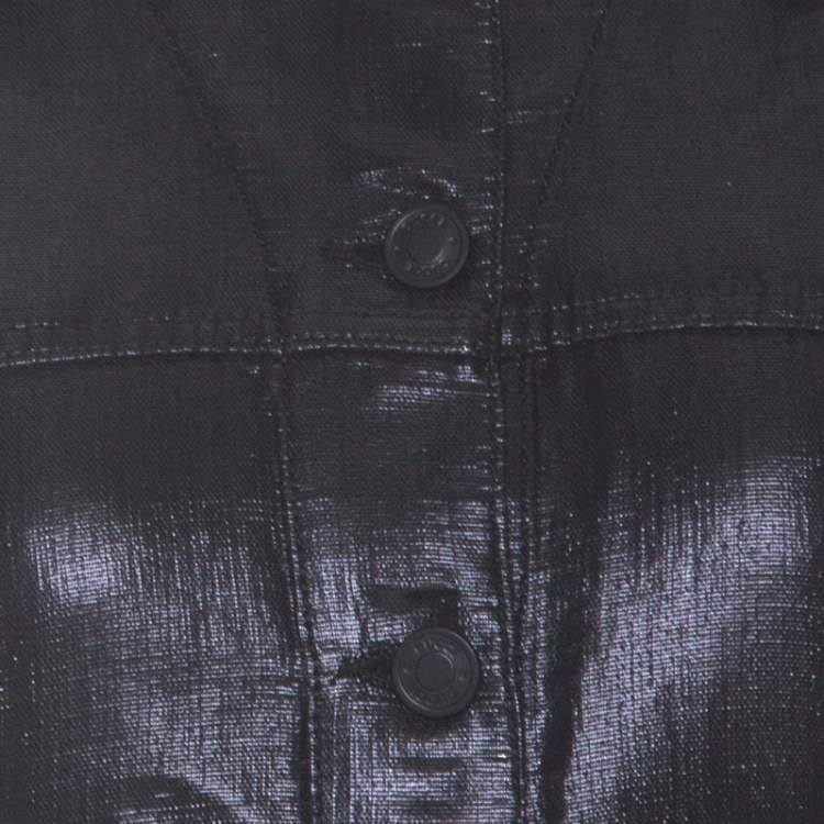 Pre Owned Gucci Black Lurex Knit Shiny Look Jacket M
