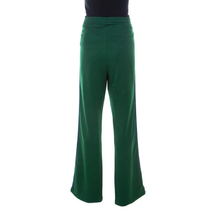 Pre Owned Gucci Green Cotton Blend Striped Side Seam Detail Sweatpants L 