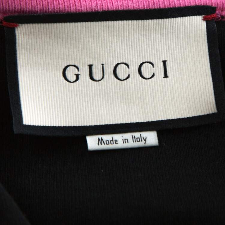 Pre Owned Gucci Black Cotton Sequinned Diamond Loved T Shirt XS