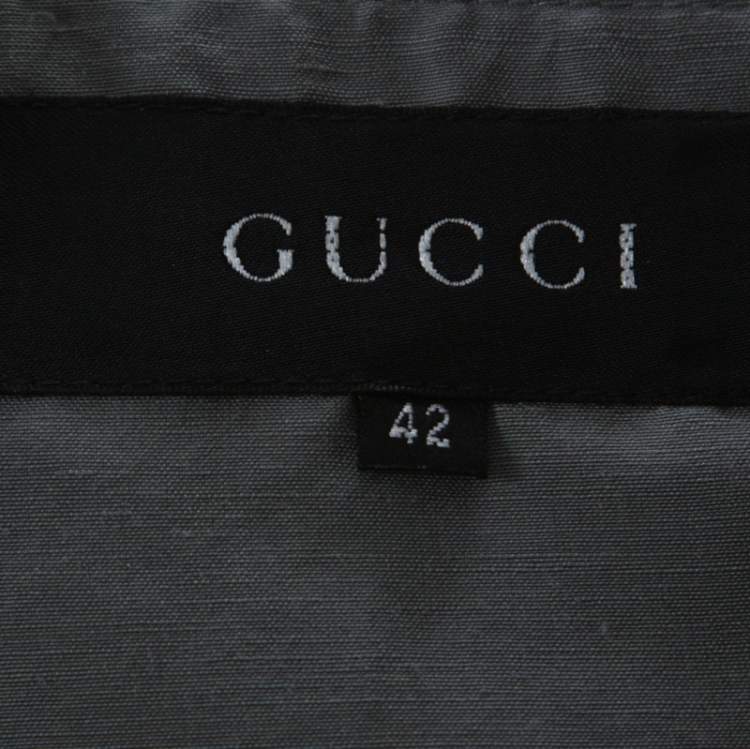 Pre Owned Gucci Grey Linen & Silk Blend Women's Blazer M