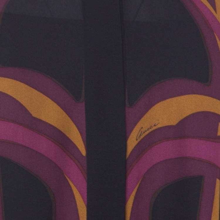 Pre Owned Gucci Purple Art Nouveau Print Silk Cape Shirt S