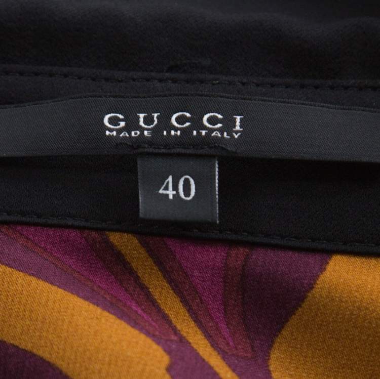 Pre Owned Gucci Purple Art Nouveau Print Silk Cape Shirt S