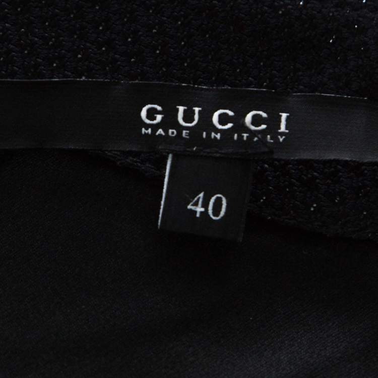 Pre Owned Gucci Black Cotton Silk Blend Embellished Sleeveless Dress S