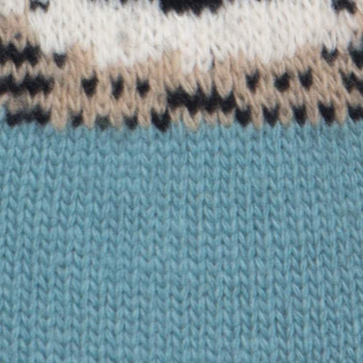 Pre Owned Gucci Blue Wool Tiger-Intarsia Jumper L
