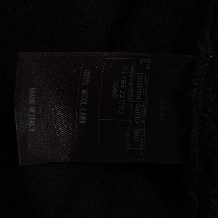 Pre Owned Gucci Black Diamond Knit Wool Web Stripe Detail Sweater XS