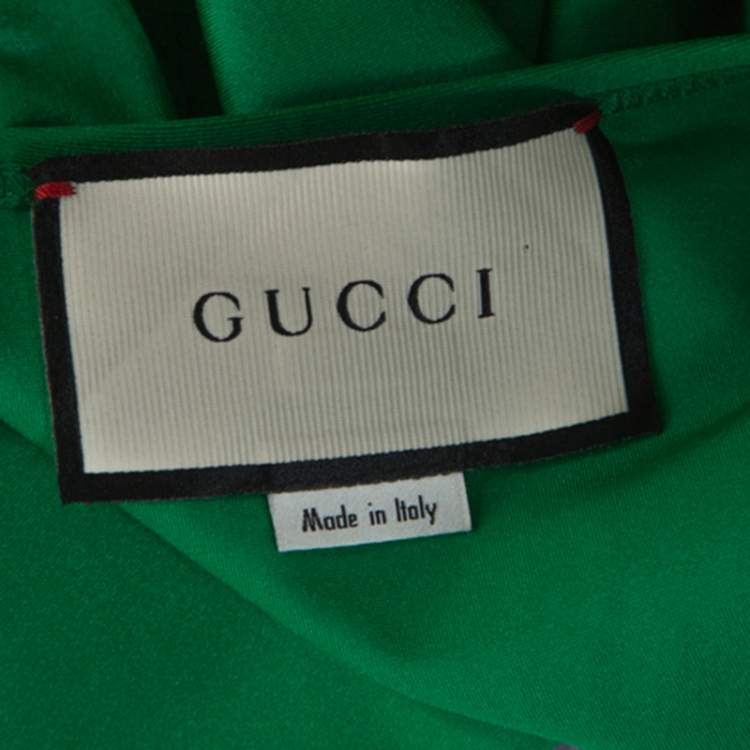 Pre Owned Gucci Green Shiny Jersey Bodysuit S