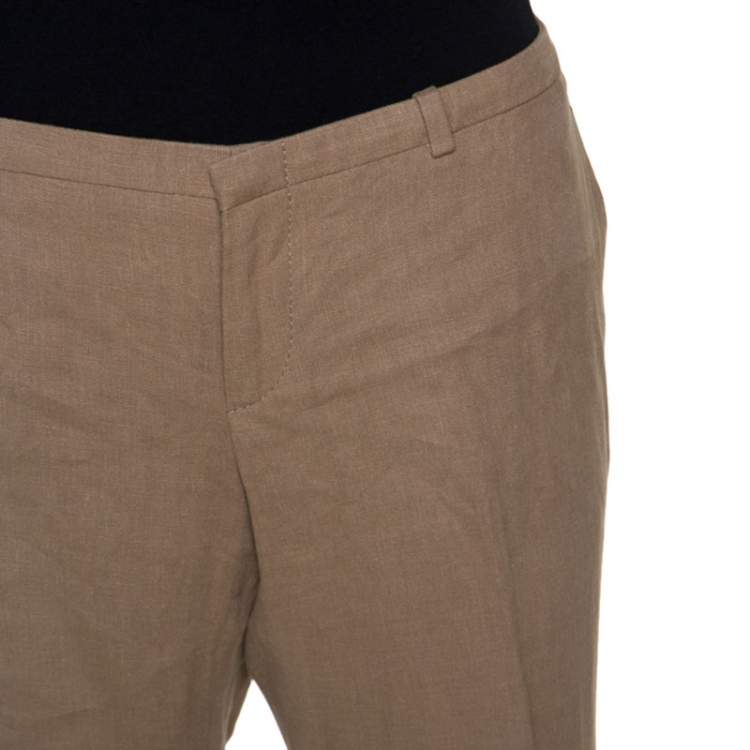 Pre Owned Gucci Beige Linen Flared Trousers M 