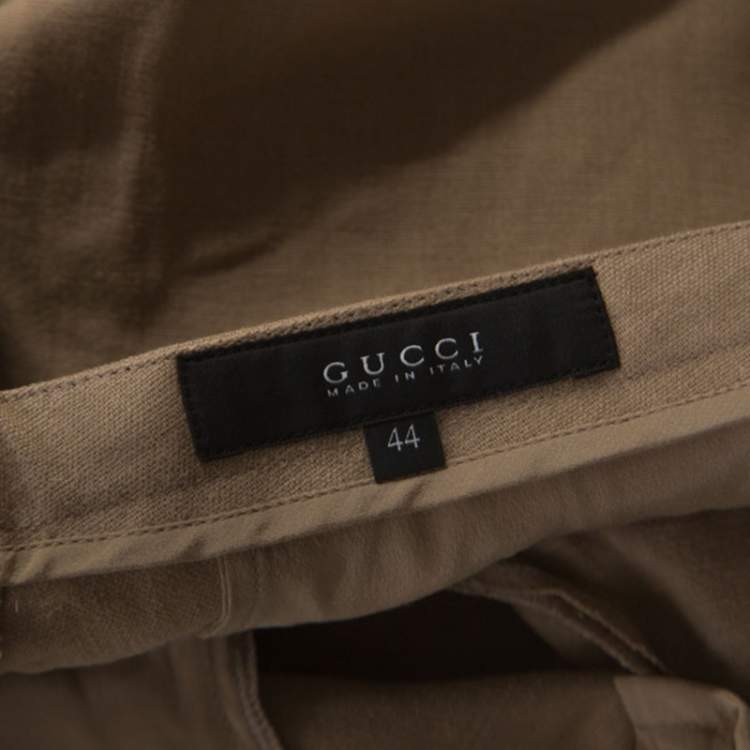 Pre Owned Gucci Beige Linen Flared Trousers M 