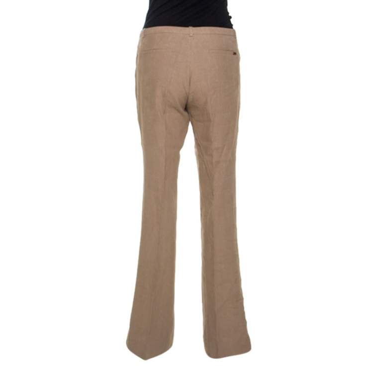 Pre Owned Gucci Beige Linen Flared Trousers M 