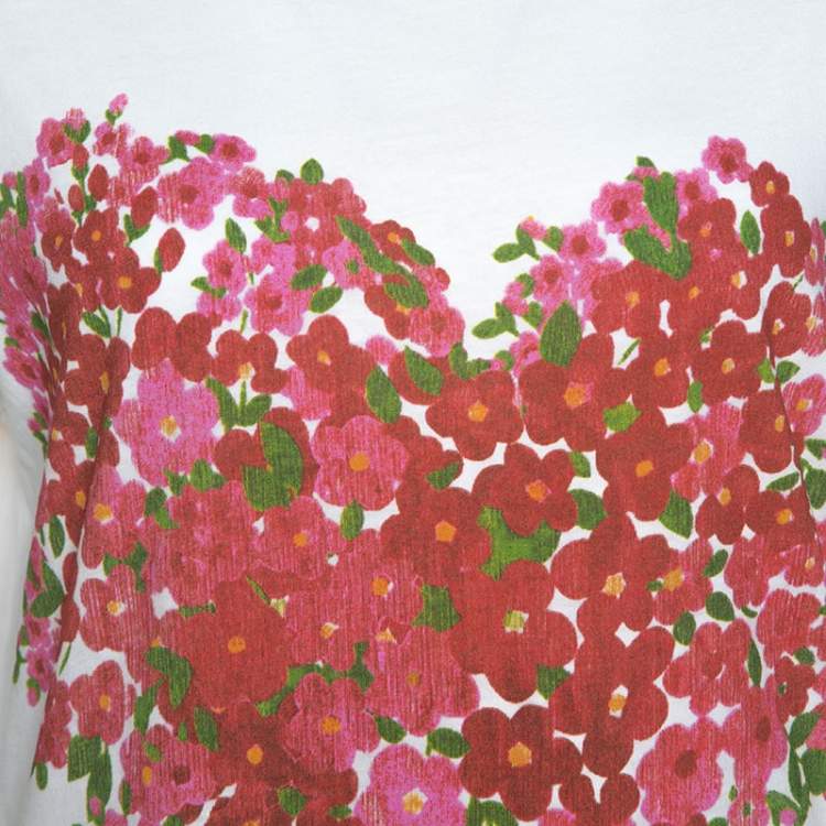 Pre Owned Gucci White Cotton Floral Corsage Print T-Shirt S