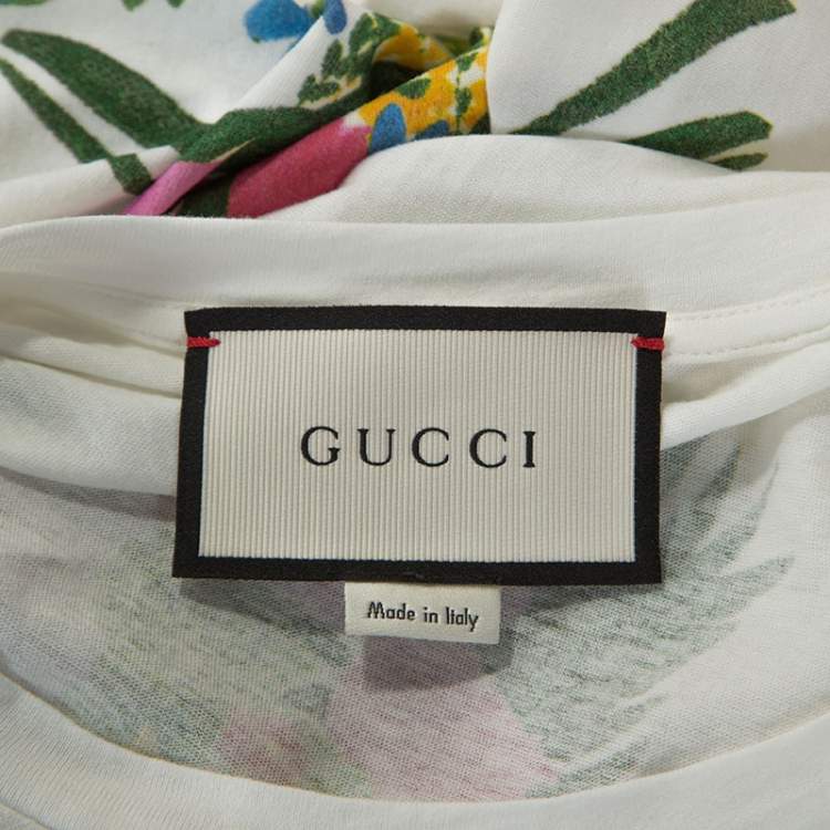 Pre Owned Gucci White Cotton Floral Corsage Print T-Shirt S