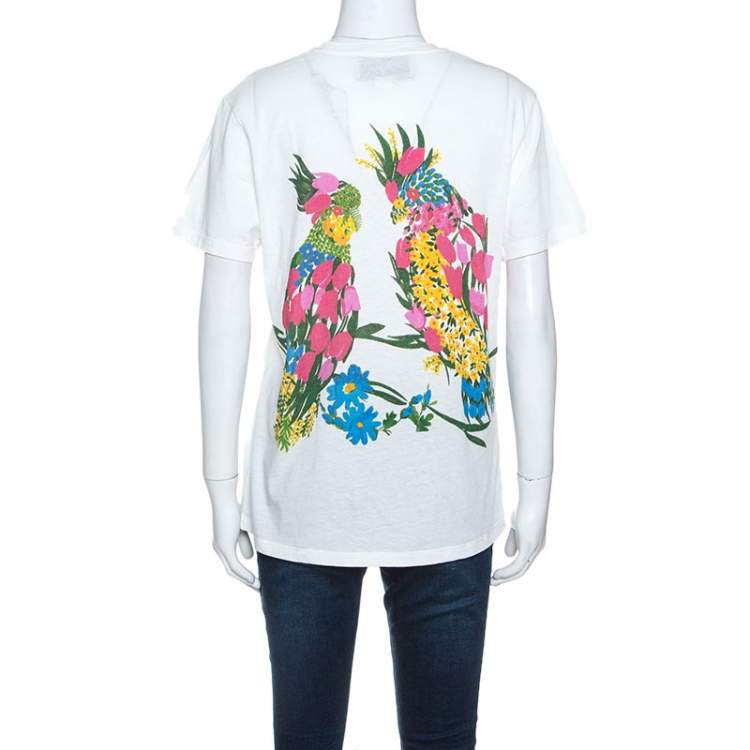 Pre Owned Gucci White Cotton Floral Corsage Print T-Shirt S