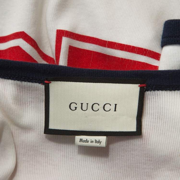 Pre Owned Gucci White Cotton Cat Applique Detail Blind For Love T-shirt S