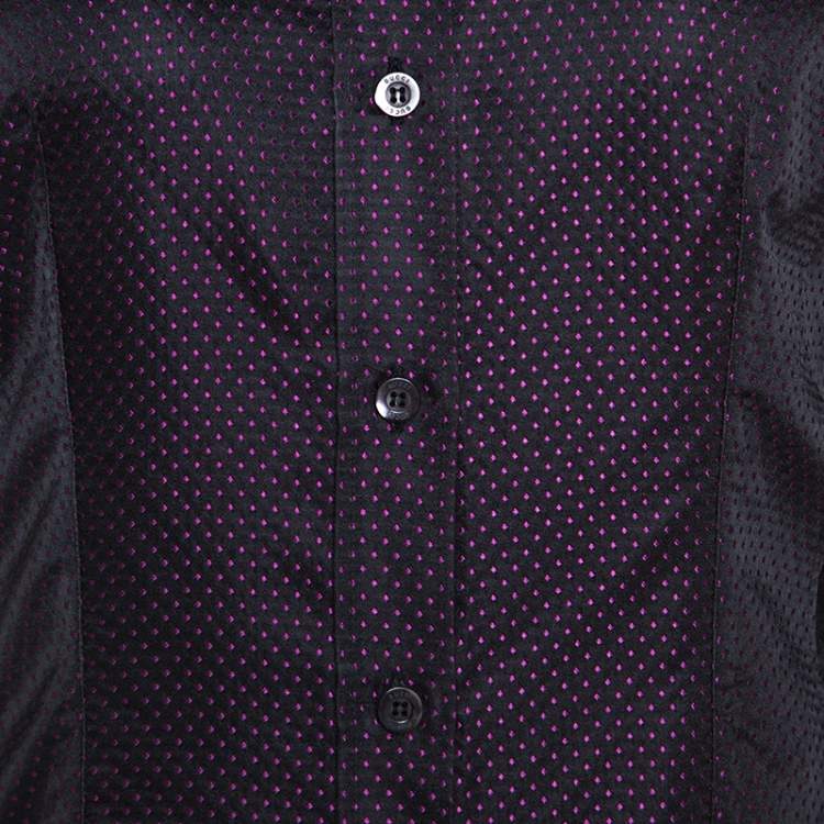 Pre Owned Gucci Black Silk Dotted Pattern Silk Jacquard Button Front Shirt S