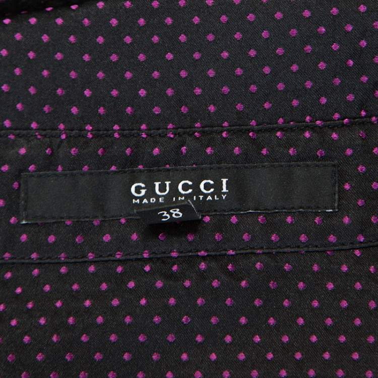 Pre Owned Gucci Black Silk Dotted Pattern Silk Jacquard Button Front Shirt S