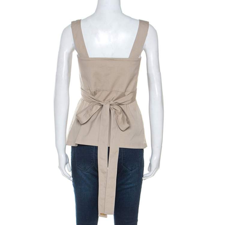 Pre Owned Gucci Beige Cotton Sleeveless Top M