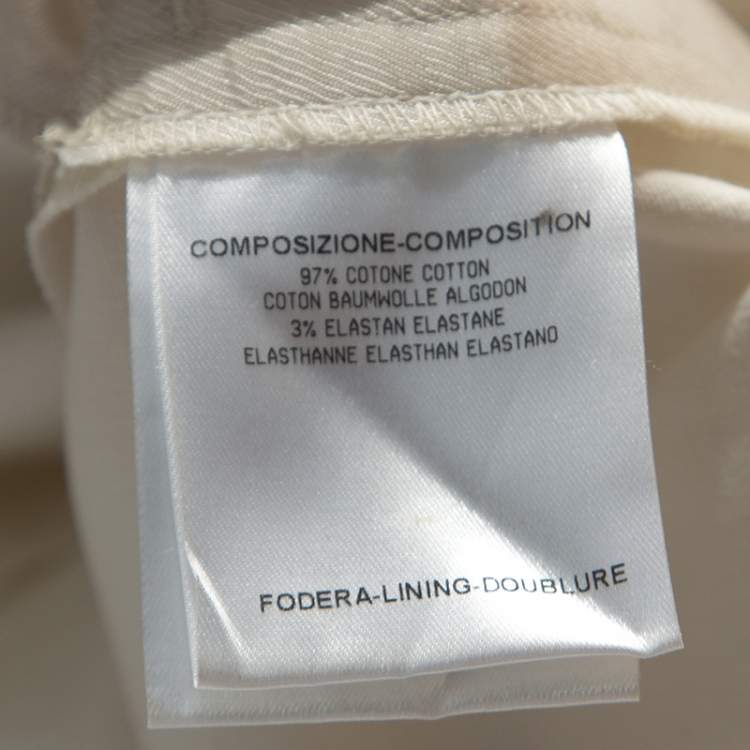 Pre Owned Gucci Cream Cotton Bamboo Buckle Detail Tapered Trousers S