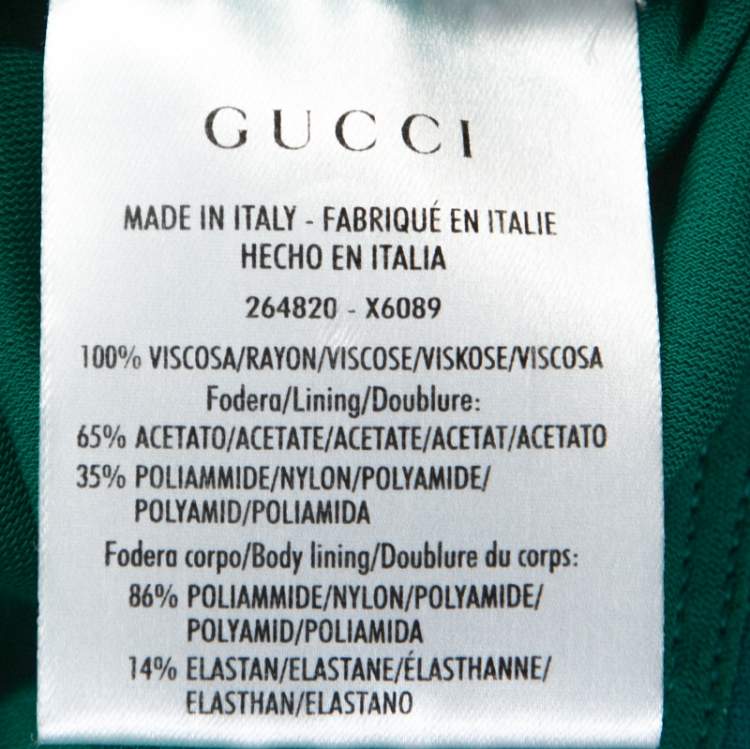 Pre Owned Gucci Green Knit Ruched Detail Strapless Cocktail Dress L
