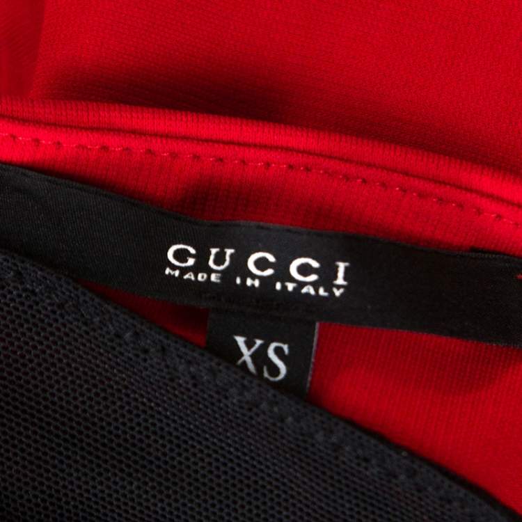 Pre Owned Gucci Red Crepe Belted Strapless Dress XS 