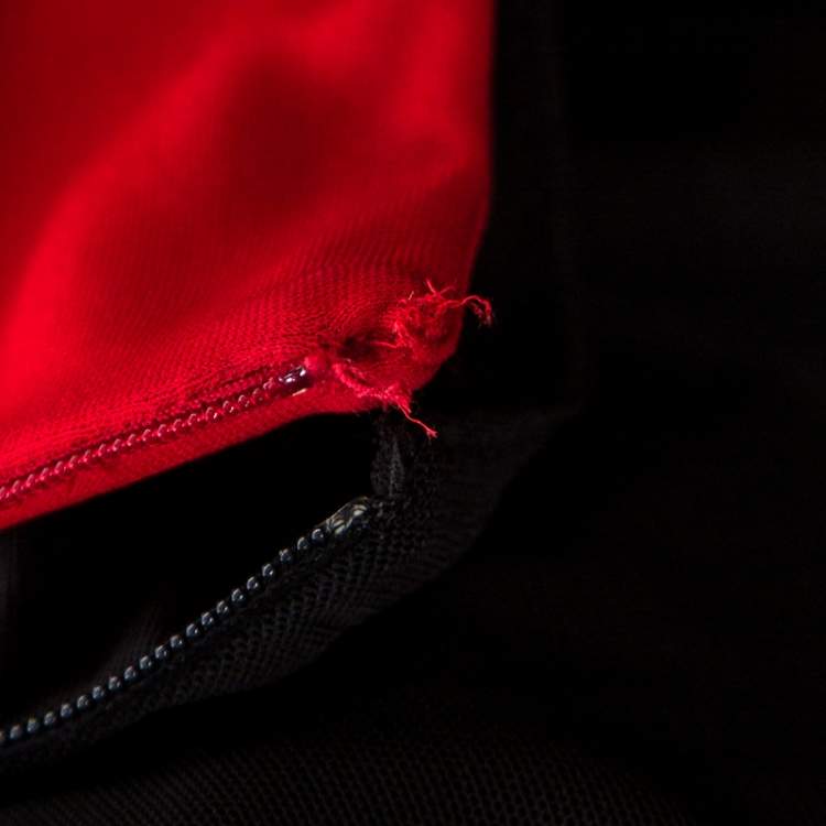 Pre Owned Gucci Red Crepe Belted Strapless Dress XS 