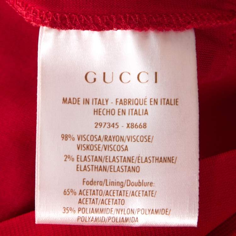 Pre Owned Gucci Red Crepe Belted Strapless Dress XS 