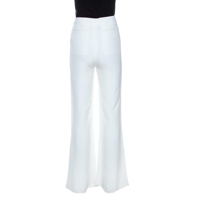 Pre Owned Gucci Off White Crepe Flared Pants S