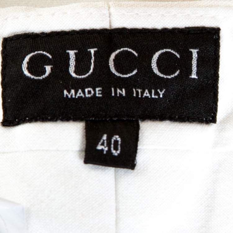 Pre Owned Gucci Off White Crepe Flared Pants S