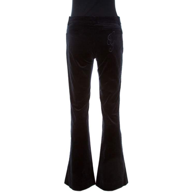 women's navy blue velvet pants