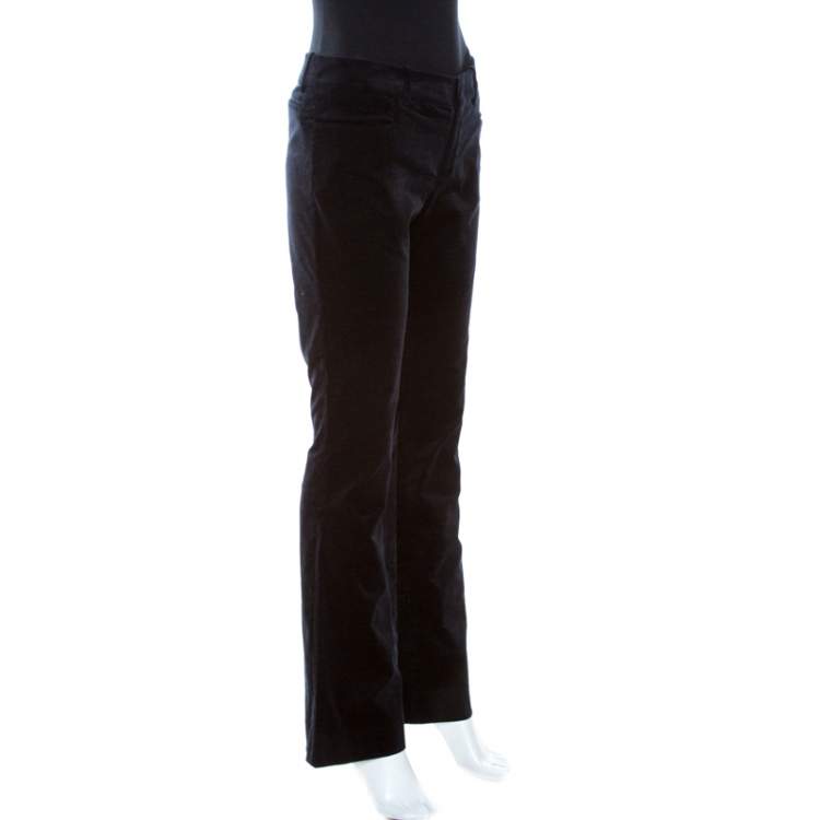 Pre Owned Gucci Navy Blue Velvet Flared Pants S 