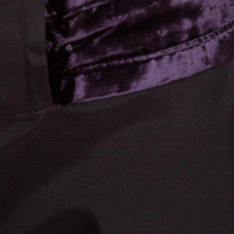 Pre Owned Gucci Brown Synthetic and Velvet Waist Trim Trousers S