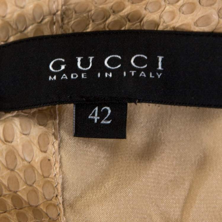 Pre Owned Gucci Beige Python Leather Blouse M
