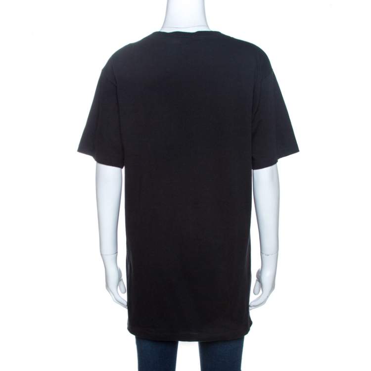 Pre Owned Gucci Black Mystic Cat Guccification Embellished T-Shirt M