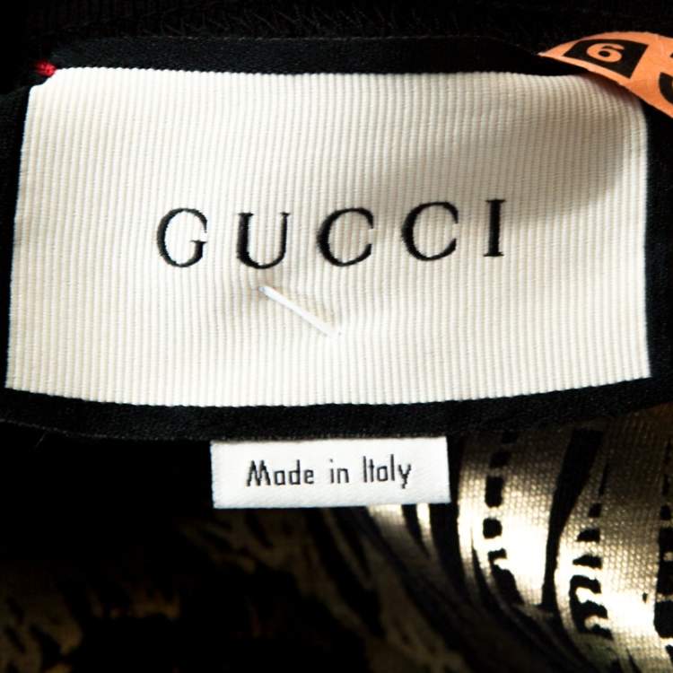Pre Owned Gucci Black Mystic Cat Guccification Embellished T-Shirt M