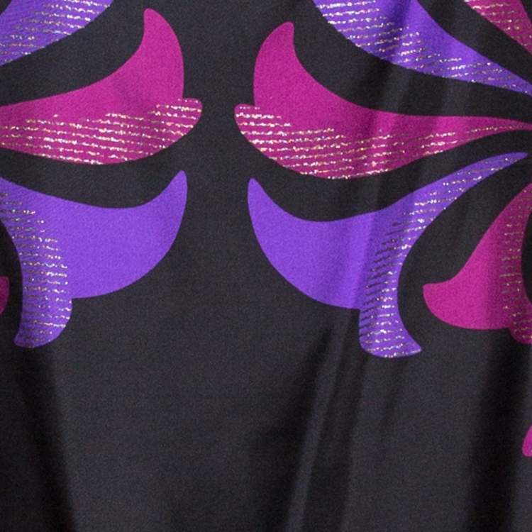 Pre Owned Gucci Purple Floral Printed Silk and Mesh Kaftan Top (One Size) 