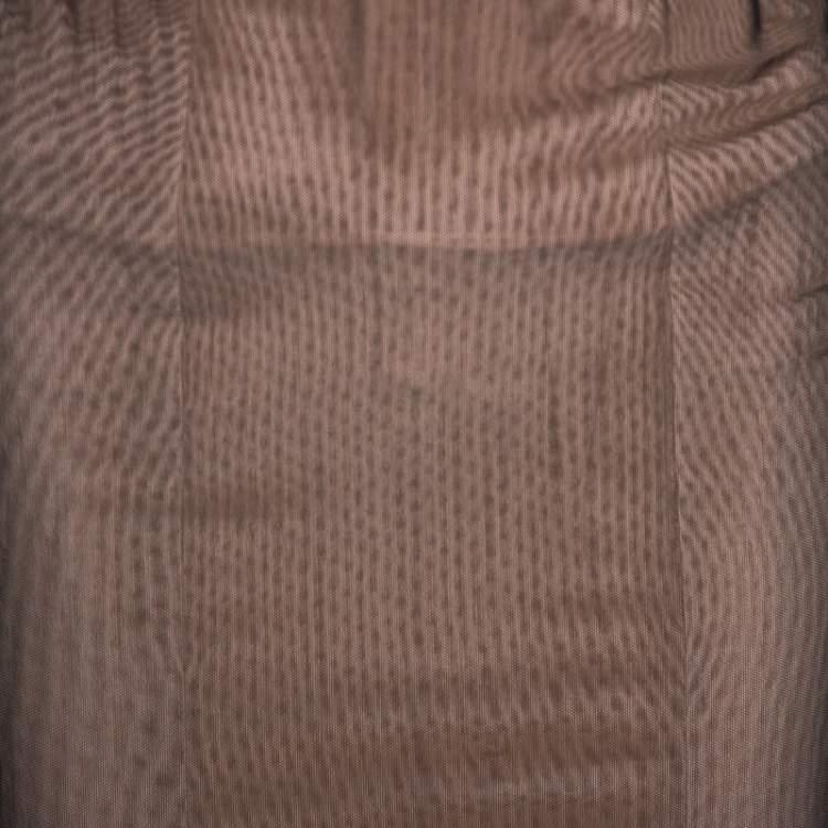 Pre Owned Gucci Black & Beige Tulle Long Sleeve Bustier Dress S