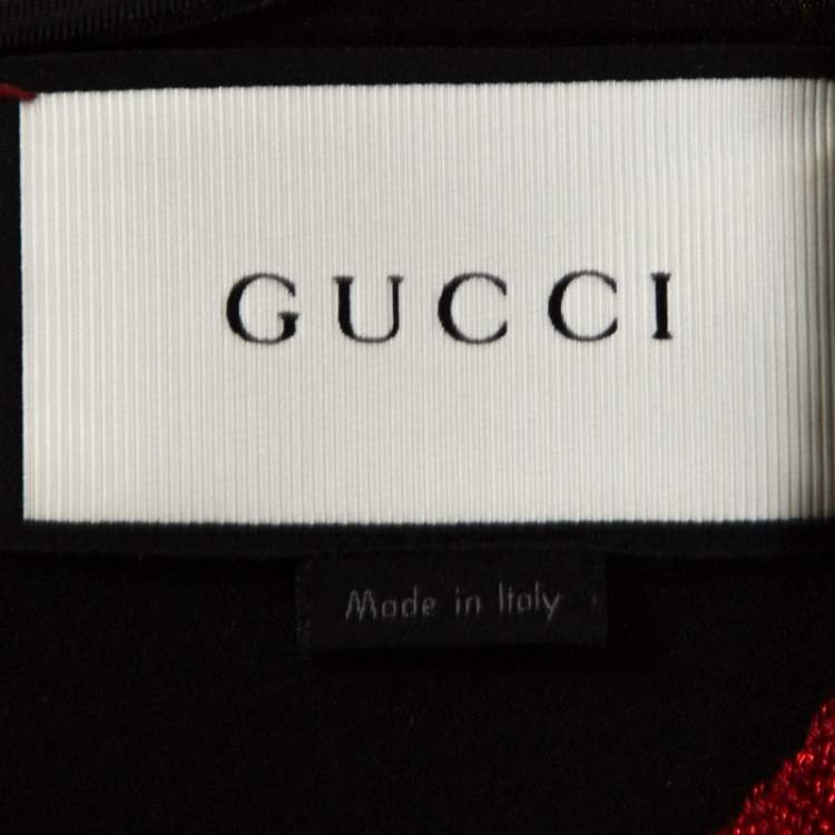 Pre Owned Gucci Black Laminated Heart Felt Jersey Sweatshirt XXS